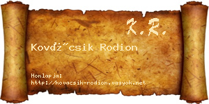 Kovácsik Rodion névjegykártya